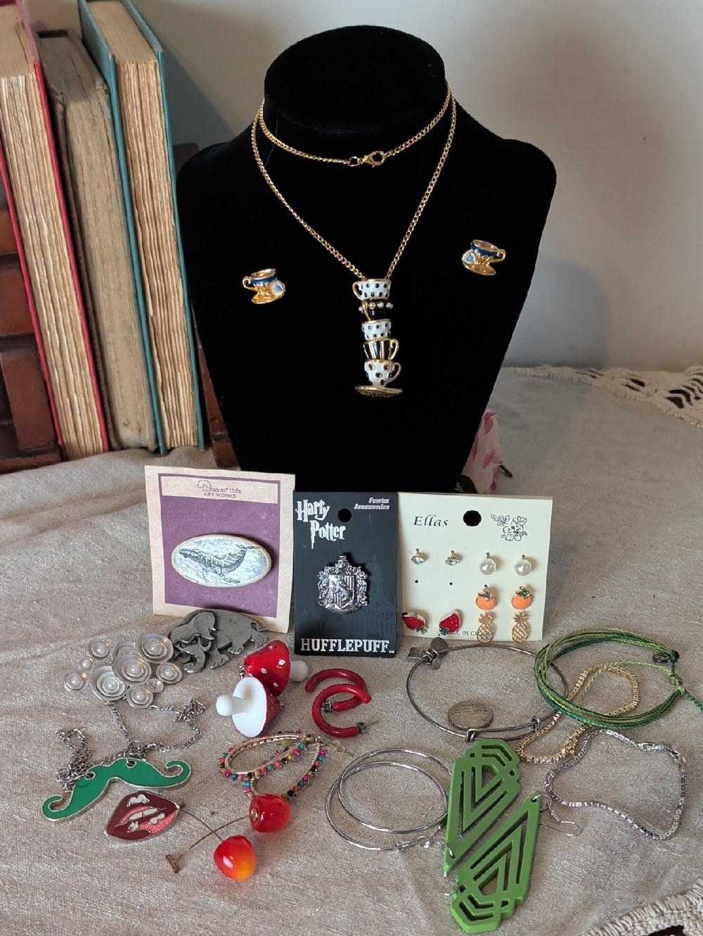 Whimsical  Jewelry Collection 23 Piece Bundle Playful Mushroom Coach Lips